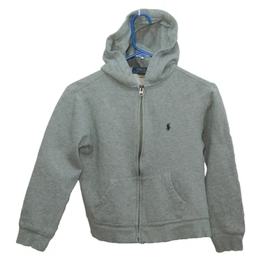 RALPH LAUREN Boy's Size Medium 10-12 Gray Full Zip Hoodie Logo Hooded Sweatshirt - Image 1 of 4