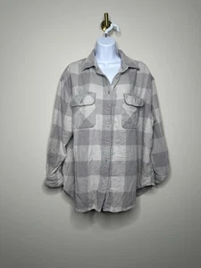 Aerie grau kariertes Oversize Flanellhemd mit Knopfleiste Damen Small - Bild 1 von 5