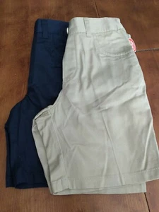 2X French Toast Girls School Uniform Adj Waist Shorts Bermuda Navy/Kakhi size 10 - Picture 1 of 6