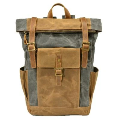 Hombres Mujeres Vintage Mochila de Lona Impermeable Mochila para Laptop Viaje Bolso de Hombro Foto 1 de 4