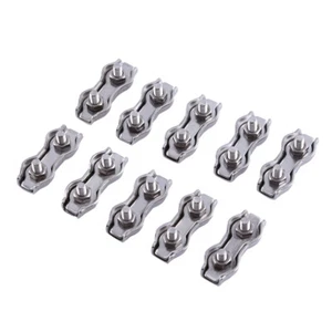 10Pcs M3 Duplex Clips Stainless Steel Wire Cable Grips Simple Design Silver - Picture 1 of 7