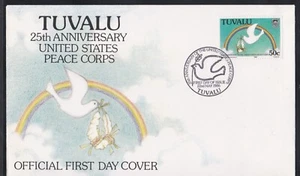 TUVALU 1986 FIRST DAY COVER 25th ANNIV OF UNITED STATES PEACE CORPS + CACHET - Picture 1 of 1