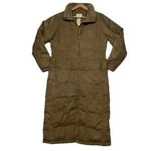 LL Bean Coat Womens Large Brown 46” Long Goose Down Quilted Parka Sherpa Collar - Picture 1 of 10