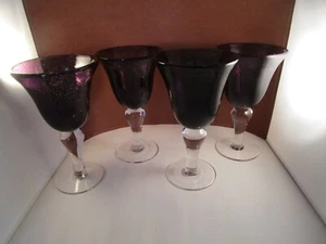 Artland Iris Amethyst Purple Bubble Set of 4 Water Goblets Glasses A - Picture 1 of 10