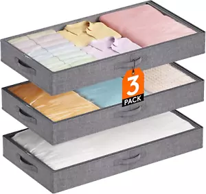 under Bed Storage Containers, 4.3 Inches Tall Low Profile Underbed Storage, Fold - Picture 1 of 8