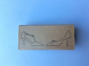 Wooden block rubber stamp, Shoe design - Picture 1 of 2