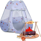 Tente Camping Enfant Intérieur Extérieur Chapiteau en Feutre Cadre Métallique