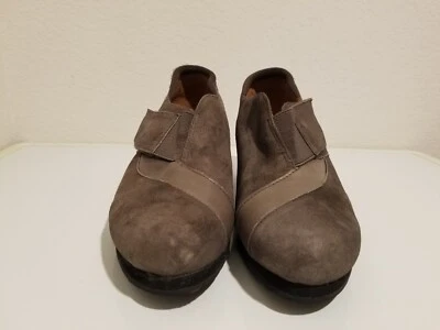 Botines de cuña Earthies para mujer talla 7,5 B gris polvoriento gamuza sin cordones cómodos Foto 1 de 4
