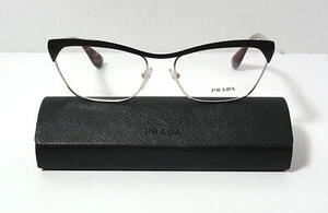 PRADA Prescription Eyeglasses VPR57Q E6-1O1 Brown Pale Gold Frame 56-16-140mm - Picture 1 of 5