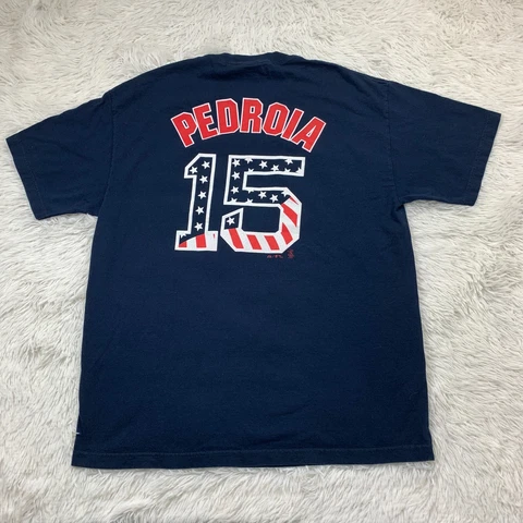 Boston Red Sox Shirt Adult Extra Large Blue Flag Baseball Dustin Pedroia Mens Cover