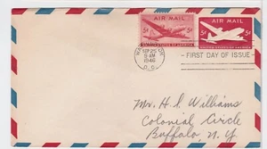TurtlesTradingPost- Dual FDC Air Mail #C32 #UC14 1946 Both FDOI - Picture 1 of 2