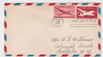 TurtlesTradingPost- Dual FDC Air Mail #C32 #UC14 1946 Both FDOI - Image 1 of 2