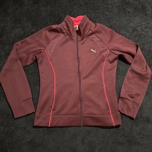 PUMA Track Jacket Womens Large Red Full Zip Running Jogging Gym Casual Pockets - Picture 1 of 11