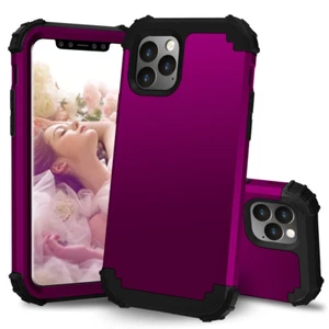Heavy Duty Shockproof Case for iPhone 11 - Purple, 3 Layers, Wireless Charging - Picture 1 of 12
