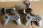 Lot Of 2 Great Shape Sony Playstation Ps1 Official Oem Grey Controller Scph-1080