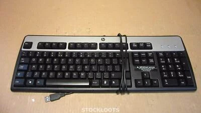 HP KU-0316 Wired USB Computer Keyboard Silver and Black  QWERTY Schwarz - Bild 1 von 2