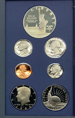 1986S UNITED STATES Ellis Island Liberty Proof Set of 7 Coins 1is Silver i114478 - Image 1 of 3