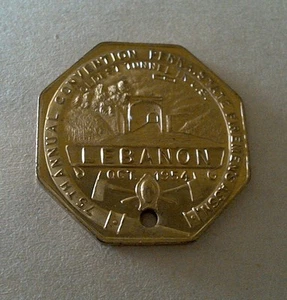 PLUMA TOKEN 75TH ANUAL CONVENTION. ASSN DE BOMBEROS ESTATALES. Líbano octubre 1954 - Imagen 1 de 3