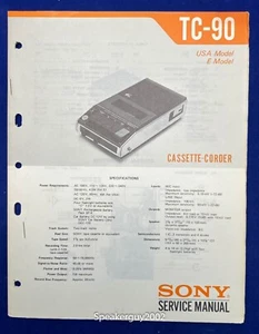 Original Sony Cassette-Corder Service Manual / TC-90 - Picture 1 of 1