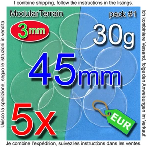 5x 45mm ROUND BASE 3mm CLEAR ACRYLIC CIRCLE CIRCULAR METACRILATO SOCLE ROND - Imagen 1 de 3