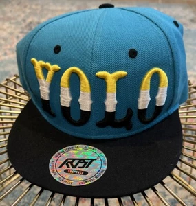 Sombrero Snapback Ajustable YOLO Hip Hop Solo Vives una vez Azul Turquesa con Pegatina - Imagen 1 de 5