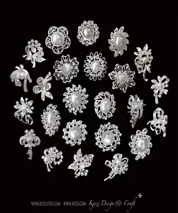 24 broches surtidos de aleación de plata con diamantes de imitación ramo de boda pastel hágalo usted mismo - Imagen 1 de 7