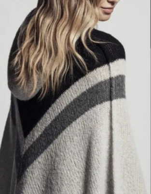 $495 JAMES PERSE Poncho Sweater Shrug Hoodie Wrap Wool Cashmere Gray - Image 1 of 4