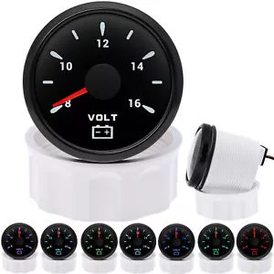 2" 52mm 7 Colors LED Universal Digital 8-16V Volt Voltage Meter Voltmeter Gauge - Picture 1 of 12