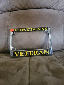 Chrome Metal Vietnam Veteran Motorcycle License Plate Frame - Picture 1 of 1
