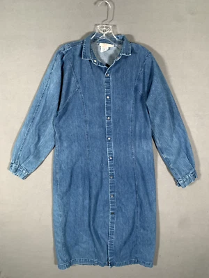 Calvin Klein Women's Denim Dress Size Medium Blue Jean Vintage Made in USA - Image 1 of 4
