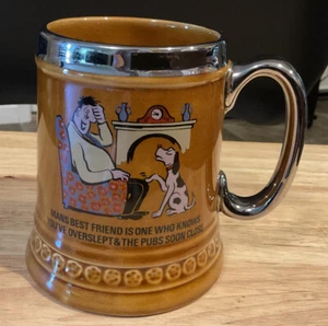 Vintage Lord Nelson Pottery England Beer Mug “Mans Best Friend” Cute Quote Read - Picture 1 of 3