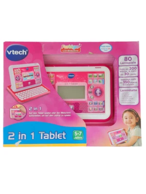 VTech 2 in 1 Tablet pink – Laptop und Tablet in einem – Mit 80 Lernspielen Neu - Bild 1 von 2