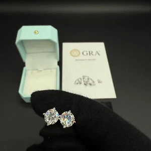 Moissanite Earrings GRA Certified D/VVS1 8mm USA SELLER - Picture 1 of 4