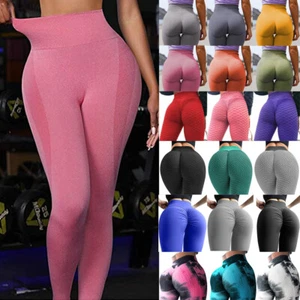 Women High Waist TikTok Leggings Ruched Anti-Cellulite Yoga Pants Fitness Gym H1 - Picture 1 of 187