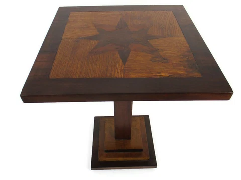 Italian Hand Carved Wood Coffee Wine Side Table Inlay Marquetry Pedestal Vintage Cover