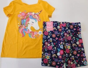 Cynthia Rowley Girl T-Shirt Shorts SIZE L/10-12 Gold Multicolor Unicorn New - Picture 1 of 6