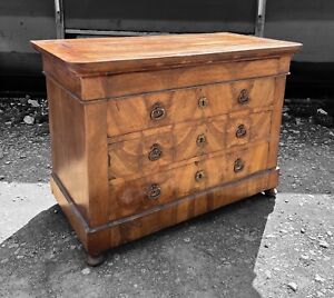 Antique 19th Century French Ornate Burr Walnut Chest Of Drawers, C1900