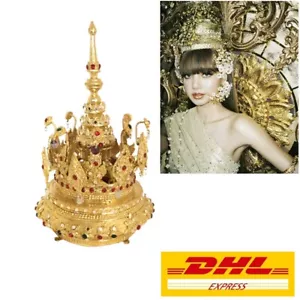 Costume vestito testa gioielli danza tailandese corona oro (grande) - Foto 1 di 12