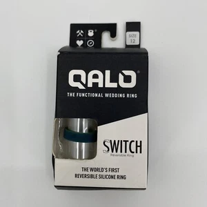 Anillo de boda de silicona reversible Qalo Switch - verde salvia/azul cobalto - talla 12 - Imagen 1 de 7