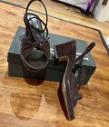 Hobbs Brown Suede Knot Sandals Ankle Straps Size 36  Excellent Condition