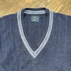 Vintage Jantzen Knit Navy Blue Mens Large Made In Usa Pullover Cardigan