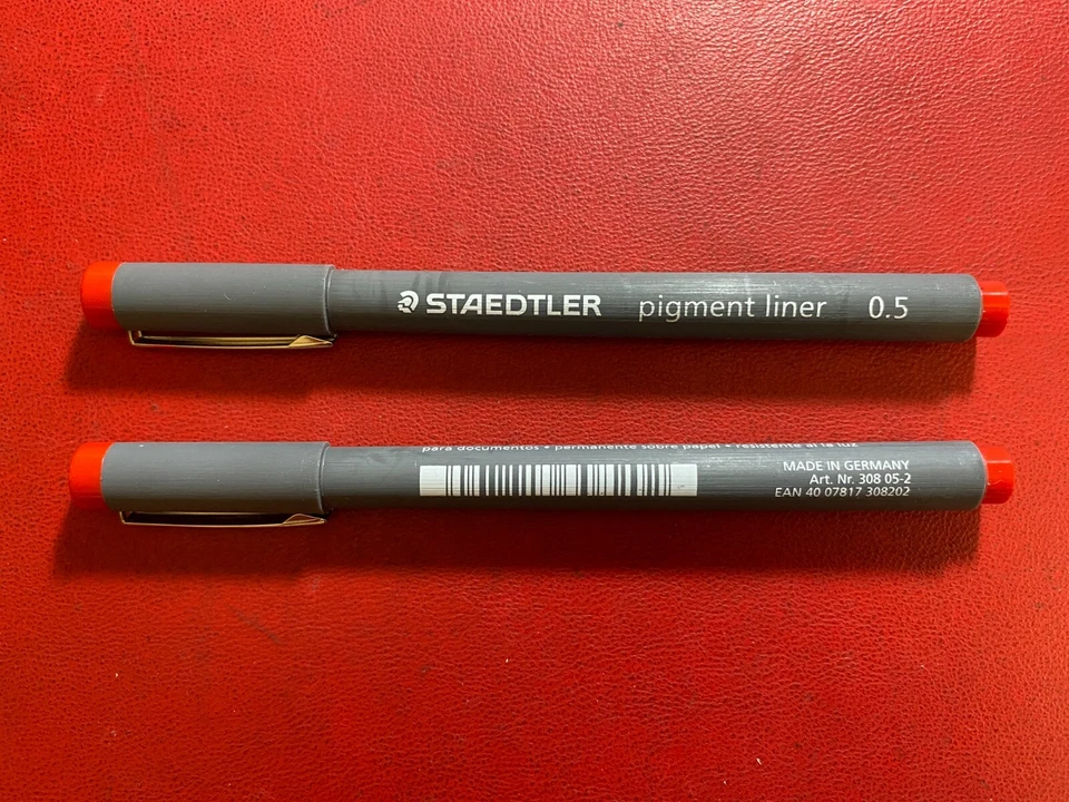 STAEDTLER 1 PENNA PEN PIGMENT LINER ROSSO RED 0,5 mm ART 308 - Immagine 1 di 1