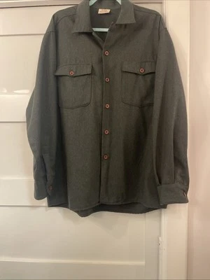 Camisa Para Hombre SISLEY Mezcla de Lana Italiana Manga Larga Con Botones Verde Oliva L Foto 1 de 4