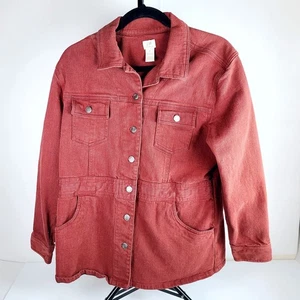 Chaqueta Denim Jill Para Mujer Mediana Roja Tareas Campo Granero Abrigo Bolsillos Tono Terroso - Imagen 1 de 14