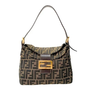 FENDI Zucca Brown Canvas Shoulder Bag - Picture 1 of 13