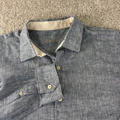 Tasso Elba Mens Blue Linen Blend Long Sleeve Button Up Casual Shirt Career - L - Image 1 of 4