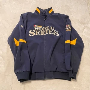 2008 WORLD SERIES MAJESTIC COOL BASE BLUE 1/4 ZIP PULLOVER JACKE SIZE XL - Bild 1 von 6