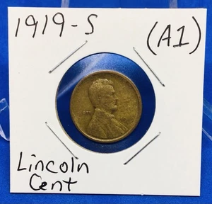 1919-S LINCOLN CENT WEIZEN PENNY - ZIRKULIERT WEIZEN CENT - SAN FRANCISCO MINT *A1 - Bild 1 von 9