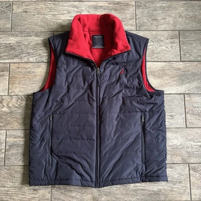 Chaleco acolchado Nautica para hombre talla grande azul y rojo cremallera completa sin mangas Foto 1 de 4