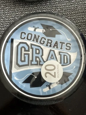 Congrats Grad! Graduation Party 8.5" Paper Dinner Plates Blue/Black 20ct Package - Image 1 of 2